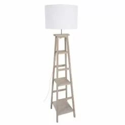 Corep Lampadaires Lampadaire Avec étagères Bois & Coton Blanc H162cm
