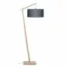 Good & Mojo Lampadaires Lampadaire Bambou Et Lin Naturel Gris H176cm