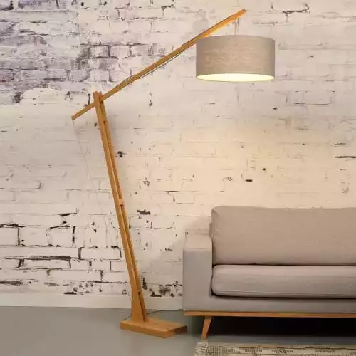 Good & Mojo Lampadaires Lampadaire Bambou/lin Gris Clair H207cm 2 Good & Mojo Lampadaires Lampadaire Bambou/lin Gris Clair H207cm – Image 2