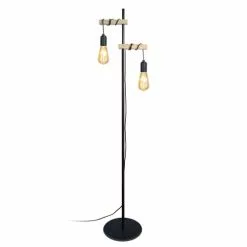 Tosel Lampadaires Lampadaire Bois Naturel Et Noir