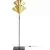 Kare Design Lampadaires Lampadaire En Acier 2 Abat-jours Feuilles Ginkgo Dorées H172