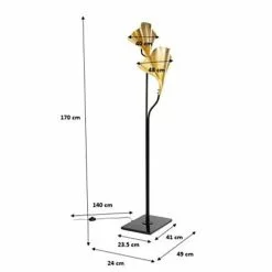 Kare Design Lampadaires Lampadaire En Acier 2 Abat-jours Feuilles Ginkgo Dorées H172 -Luminaires Soldes lampadaire en acier 2 abat jours feuilles ginkgo dorees h172 3