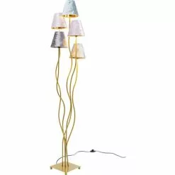 Kare Design Lampadaires Lampadaire En Acier Doré 5 Abat-jours En Velours H163 -Luminaires Soldes lampadaire en acier dore 5 abat jours en velours h163 3