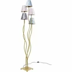 Kare Design Lampadaires Lampadaire En Acier Doré 5 Abat-jours En Velours H163 -Luminaires Soldes lampadaire en acier dore 5 abat jours en velours h163 5