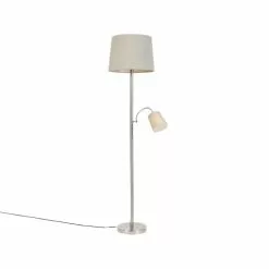 QAZQA Lampadaires Lampadaire En Acier Gris