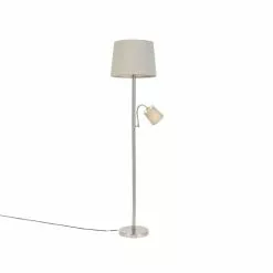 QAZQA Lampadaires Lampadaire En Acier Gris -Luminaires Soldes lampadaire en acier gris 5