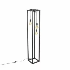 QAZQA Lampadaires Lampadaire En Acier Noir -Luminaires Soldes lampadaire en acier noir 27