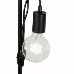 QAZQA Lampadaires Lampadaire En Acier Noir -Luminaires Soldes lampadaire en acier noir 3