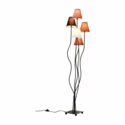 Kare Design Lampadaires Lampadaire En Acier Noir 5 Abat-jours En Coton Marron H163 -Luminaires Soldes lampadaire en acier noir 5 abat jours en coton marron h163 2
