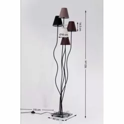 Kare Design Lampadaires Lampadaire En Acier Noir 5 Abat-jours En Coton Marron H163 -Luminaires Soldes lampadaire en acier noir 5 abat jours en coton marron h163 4