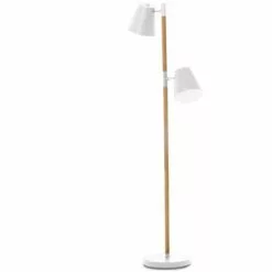 Present Time Lampadaires Lampadaire En Bois Et Métal H150 Cm Marron Et Blanc