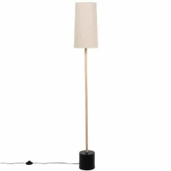 Maisons Du Monde Lampadaires Lampadaire En Bois Noir, Gris Et Beige, Abat-jour En Lin H154