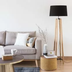 Maisons Du Monde Lampadaires Lampadaire En Chêne Et Abat-jour Noir H146 -Luminaires Soldes lampadaire en chene et abat jour noir h146 1000 13 25 194816 4