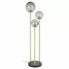 Maisons Du Monde Lampadaires Lampadaire En Marbre Noir, Tiges En Métal Doré Et Globes En Verre Teinte Fumé H155