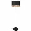 Maisons Du Monde Lampadaires Lampadaire En Métal Abat-jour En Coton Noir Et Franges En Bambou Beige H157