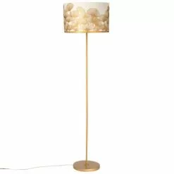 Maisons Du Monde Lampadaires Lampadaire En Métal Doré Abat-jour Blanc Ginkgo Doré H153
