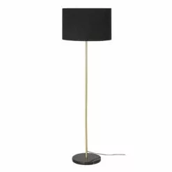 Maisons Du Monde Lampadaires Lampadaire En Métal Doré, Marbre Et Abat-jour En Velours Noirs H156