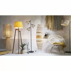 Maisons Du Monde Lampadaires Lampadaire En Métal Noir Et Fibre Végétale H162 -Luminaires Soldes lampadaire en metal noir et fibre vegetale h162 1000 5 23 180341 5