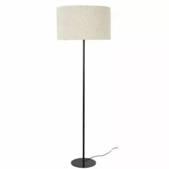 Maisons Du Monde Lampadaires Lampadaire En Métal Noir Mat Et Abat-jour Imitation Fourrure Beige H158