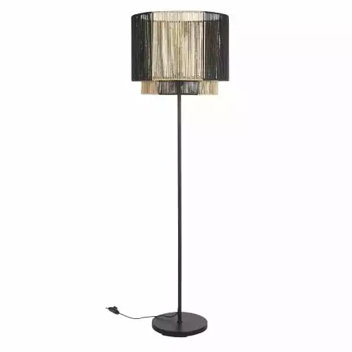 Maisons Du Monde Lampadaires Lampadaire En Métal Noir Mat Et Abat-jour Tressé En Corde Bicolore H162 1 Maisons Du Monde Lampadaires Lampadaire En Métal Noir Mat Et Abat-jour Tressé En Corde Bicolore H162