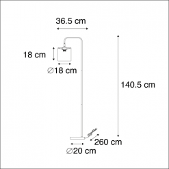 QAZQA Lampadaires Lampadaire En Tissu Noir -Luminaires Soldes lampadaire en tissu noir 1