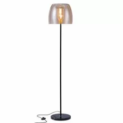 Rendez Vous Déco Lampadaires Lampadaire En Verre Fumé, Marbre Et Métal Noir -Luminaires Soldes lampadaire en verre fume marbre et metal noir 2