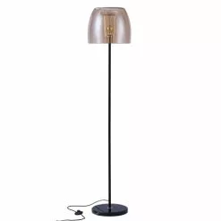 Rendez Vous Déco Lampadaires Lampadaire En Verre Fumé, Marbre Et Métal Noir
