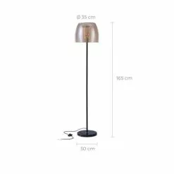 Rendez Vous Déco Lampadaires Lampadaire En Verre Fumé, Marbre Et Métal Noir -Luminaires Soldes lampadaire en verre fume marbre et metal noir 3