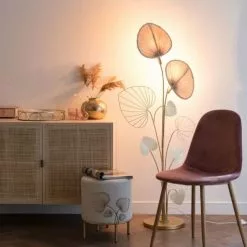 Maisons Du Monde Lampadaires Lampadaire Ginkgo En Métal Doré Et Bambou H145 -Luminaires Soldes lampadaire ginkgo en metal dore et bambou h145 1000 5 16 204770 2