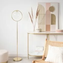 Maisons Du Monde Lampadaires Lampadaire Globe En Verre Et Métal Doré -Luminaires Soldes lampadaire globe en verre et metal dore 1000 11 25 211134 4