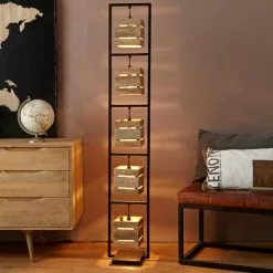 Maisons Du Monde Lampadaires Lampadaire Indus En Métal Noir Et Manguier H153 -Luminaires Soldes lampadaire indus en metal noir et manguier h153 1000 14 9 177375 8