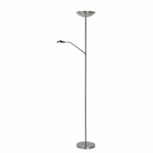 Lucide Lampadaires Lampadaire LED Avec Liseuse Métal Argent H180cm 1 Lucide Lampadaires Lampadaire LED Avec Liseuse Métal Argent H180cm