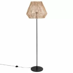 Maisons Du Monde Lampadaires Lampadaire Métal Noir Et Abat-jour En Jute Tressé H170