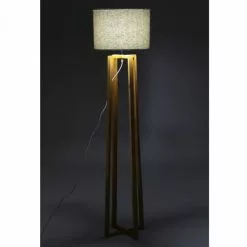 Wadiga Lampadaires Lampadaire Pied En Bois Et Abat-jour Gris -Luminaires Soldes lampadaire pied en bois et abat jour gris 4
