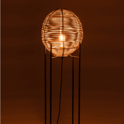 Meubles & Design Lampadaires Lampadaire Rond En Rotin Et Pied Métal Noir -Luminaires Soldes lampadaire rond en rotin et pied metal noir 2
