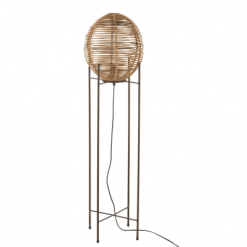 Meubles & Design Lampadaires Lampadaire Rond En Rotin Et Pied Métal Noir
