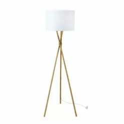 Maisons Du Monde Lampadaires Lampadaire Trépied En Bambou Abat-jour Blanc H154