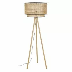 Maisons Du Monde Lampadaires Lampadaire Trépied En Bois De Chêne Et Abat-jour Cannage En Fibre Végétale