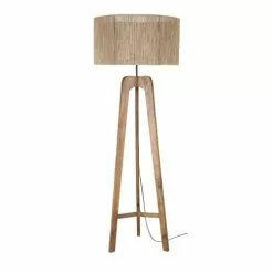 Maisons Du Monde Lampadaires Lampadaire Trépied En Bois De Manguier Et Abat-jour Cannage En Fil De Jute Tressé Main H154
