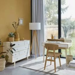 Maisons Du Monde Lampadaires Lampadaire Trépied En Frêne Avec Abat-jour En Coton Blanc H156 -Luminaires Soldes lampadaire trepied en frene avec abat jour en coton blanc h156 1000 11 1 154694 11