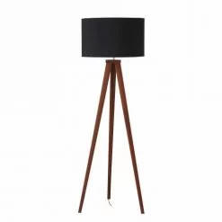 Maisons Du Monde Lampadaires Lampadaire Trépied En Frêne Et Abat-jour Noir H155