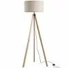 Homcom Lampadaires Lampadaire Trépied Style Scandinave H152 Cm Bois De Pin Lin Beige