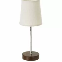 Wadiga Lampes à Poser Lampe à Poser Bois Foncé Métal Chromé Et Abat-jour Beige
