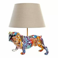 Wadiga Lampes à Poser Lampe à Poser Chien Bouledogue Multicolore 38x36x47cm