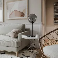 Potiron Paris Lampes à Poser Lampe à Poser Design En Métal Noir Et Verre Fumé -Luminaires Soldes lampe a poser design en metal noir et verre fume 1