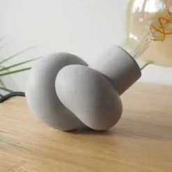 Gone's Lampes à Poser Lampe à Poser En Béton Et Bois Cordon Noir Ampoule LED Edison -Luminaires Soldes lampe a poser en beton et bois cordon noir ampoule led edison 3