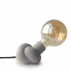 Gone's Lampes à Poser Lampe à Poser En Béton Et Bois Cordon Noir Ampoule LED Edison -Luminaires Soldes lampe a poser en beton et bois cordon noir ampoule led edison 4