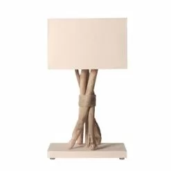 Coc'art Lampes à Poser Lampe à Poser En Bois Blanc Cassé -Luminaires Soldes lampe a poser en bois blanc casse 2