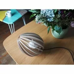 Gone's Lampes à Poser Lampe à Poser En Bois Chêne Naturel Avec Fil Blanc -Luminaires Soldes lampe a poser en bois chene naturel avec fil blanc 2