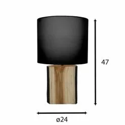 Pirouette Paris Lampes à Poser Lampe à Poser En Bois De Suar Abat-jour Noir -Luminaires Soldes lampe a poser en bois de suar abat jour noir 3